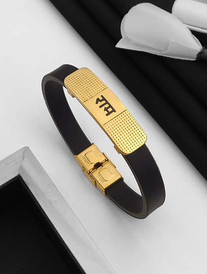 Ram Silicon Belt with Stainless Steel Men's Gold Bracelet