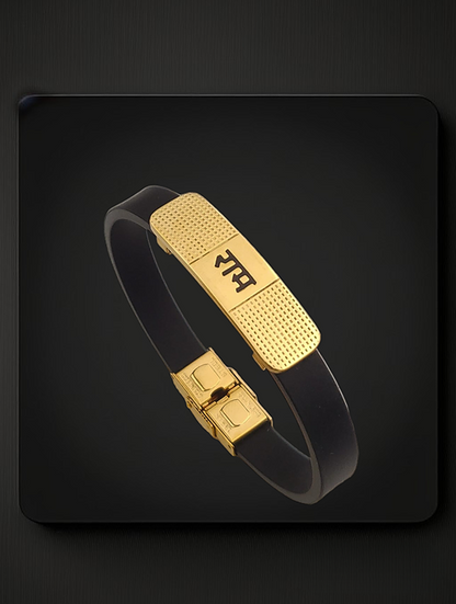 Ram Silicon Belt with Stainless Steel Men's Gold Bracelet