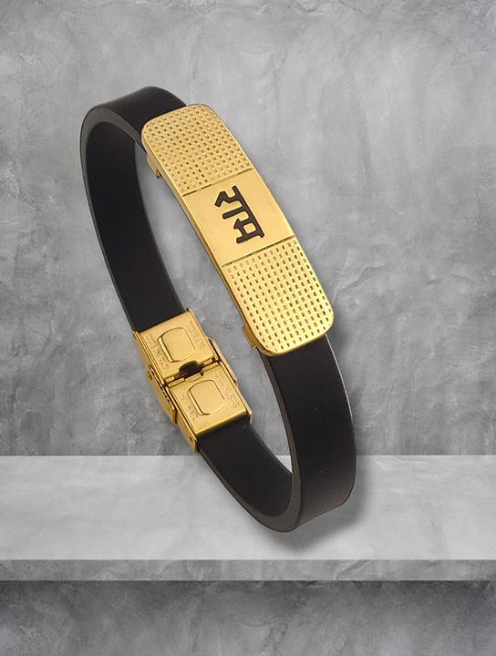 Ram Silicon Belt with Stainless Steel Men's Gold Bracelet