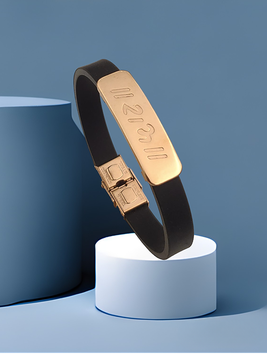 Ram Silicon Belt with Stainless Steel Men's Rose Gold Bracelet