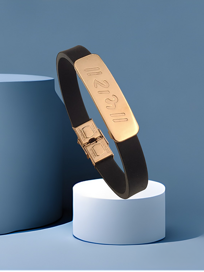 Ram Silicon Belt with Stainless Steel Men's Rose Gold Bracelet