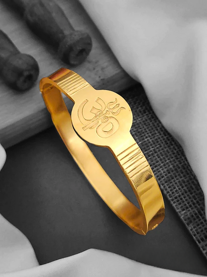 Om Trishul Solid Gold Plated Men's Kada