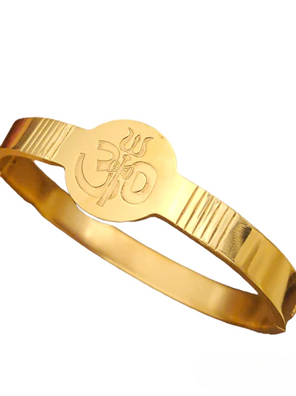 Om Trishul Solid Gold Plated Men's Kada