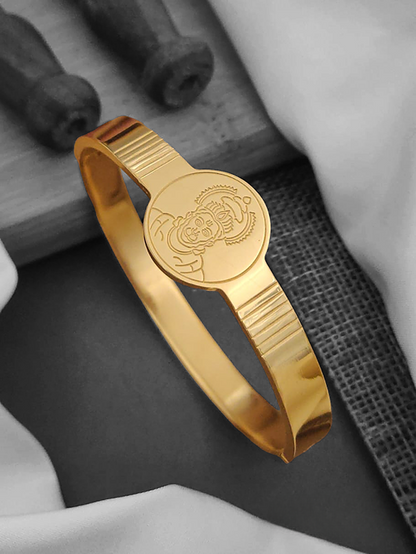 Jay Hanuman Solid Gold Plated Men's Kada | Oval Shap