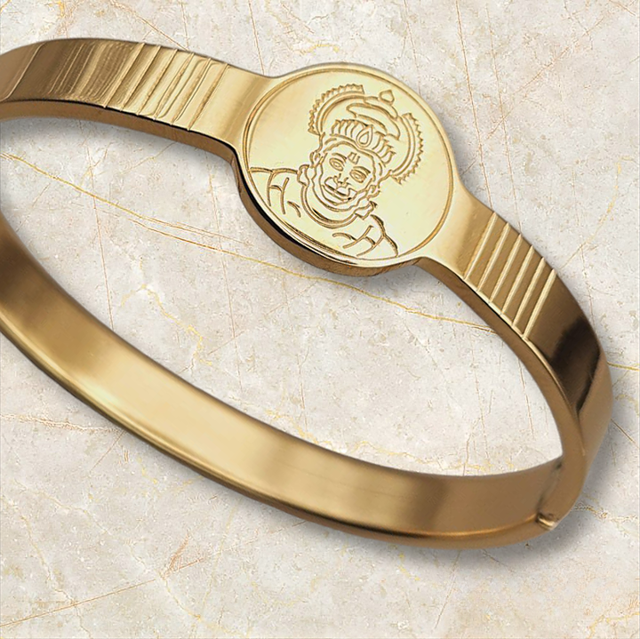 Jay Hanuman Solid Gold Plated Men's Kada | Oval Shap