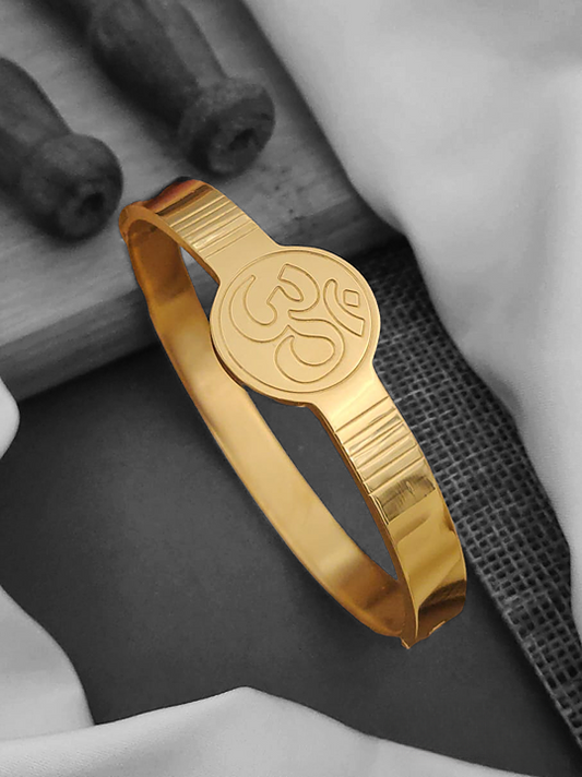 Powerful Om Solid Gold Plated Men's Kada